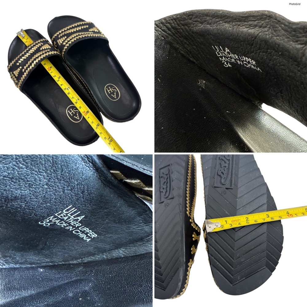 Ash Ulla Black Gold Leather Slide Sandals Size 36/ US 5.5-6 - Picture 14 of 16